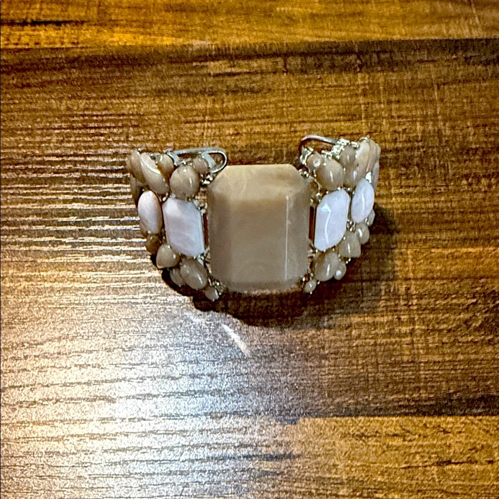 Chic Beige and White Stone Bracelet